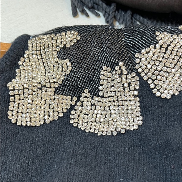 Vintage Weill Boutique Paris Black Cashmere Sweater with Rhinestone  Accent - Picture 5 of 6
